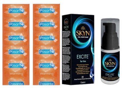 Комплект Pasante Warming 10 шт + Skyn Excite Stimulating Gel For Him (15 мл) SOS14370 фото