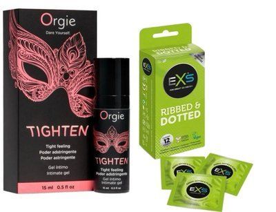 Гель для звуження Orgie&ndash; Tighten (15 мл)+ EXS Ribbed & Dotted (12 штук) SOS6701 фото