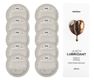 Комплект 𝐎𝐍𝐄 𝐃𝐨𝐦𝐞 10 шт. + Лубрикант Satisfyer Juicy Lubricant Crazy Crave (300 мл) SOS12216 фото