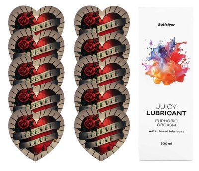 Комплект Pasante Heart 10шт. + Лубрикант Satisfyer Juicy Lubricant Euphoric Orgasm 300 мл SOS11566 фото