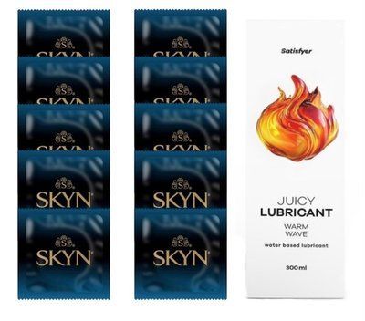 Комплект SKYN Extra Lube 10 шт. + Лубрикант Satisfyer Juicy Lubricant Warm Wave 300 мл SOS12568 фото