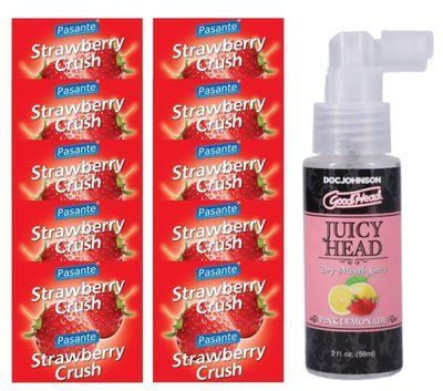 Pasante Strawberry Crush 10 шт + Doc Johnson &ndash; Juicy Head Dry Mouth &ndash; Pink Lemonade, 59 мл SOS13969 фото