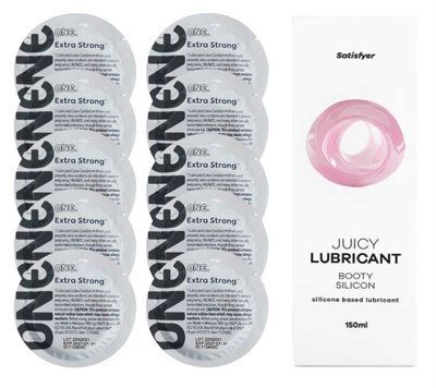Комплект ONE Extra strong 10 шт. + Лубрикант Satisfyer Juicy Lubricant Booty Silicon (150 мл) SOS12266 фото