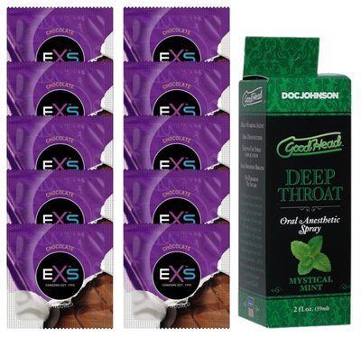 EXS Mixed Flavors Chocolate 10 шт + Doc Johnson DeepThroat &mdash; Mystical Mint (59 мл) SOS14119 фото