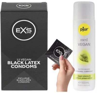 Комплект EXS Black Latex (12 шт) + Pjur MED Vegan Glide 100 мл SOS13568 фото
