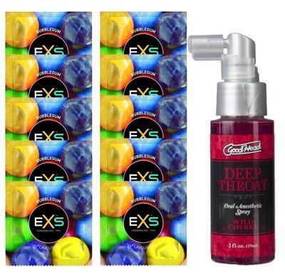 EXS BUBBLEGUM 10 шт + Doc Johnson GoodHead DeepThroat Spray &ndash; Wild Cherry (59 мл) SOS14019 фото