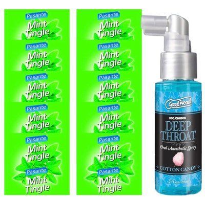 Комплект Pasante Mint Tingle 10 шт + Doc Johnson GoodHead DeepThroat Spray Cotton Candy (59 мл) SOS13919 фото