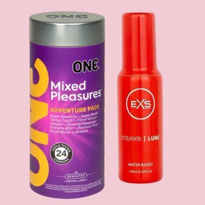Набір ONE Mixed Pleasures 24 шт + Лубрикант EXS Strawberry Lube 100 мл SOS4398 фото