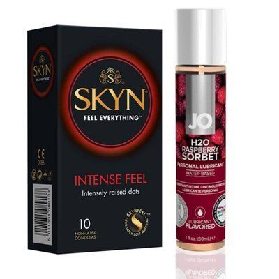 10 шт SKYN Intense Feel + Лубрикант System JO H2O &mdash; Raspberry Sorbet (30 мл) SOS4805 фото