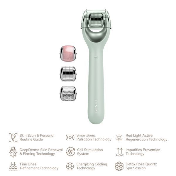 Электронный роллер для лица с микроиглами GESKE MicroNeedle Face Roller 9в1 green HB0195 фото