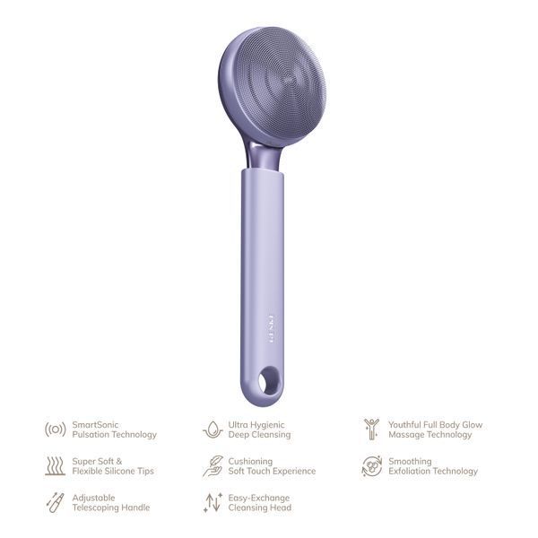 Ультразвуковая щетка для всего тела GESKE Sonic Full-Body Brush Intensive Exfoliator 8в1 purple HB0380 фото