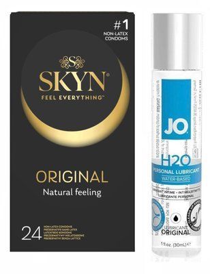Набір : Skyn Original 24 шт та Лубрикант System JO H2O ORIGINAL (30 мл) SOS82 фото