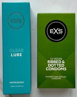 Комплект EXS Ribbed & Dotted 12 шт + Лубрикант EXS Clear Lube Water Based 100 мл SOS3250 фото