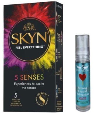 Набор из SKYN 5 Senses + Жидкий вибратор мощный вкус: леденец, 10 мл 5th Paradise SOS9648 фото