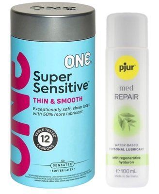 Набор ONE Super Sensitive Pack 12 шт + Лубрикант Pjur MED Repair Glide 100 мл SOS13019 фото