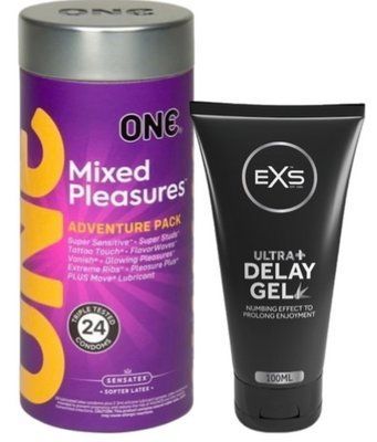 Набор из 24 шт ONE Mixed Pleasures + Пролонгатор EXS Delay Gel Ultra+ 100ml SOS9348 фото