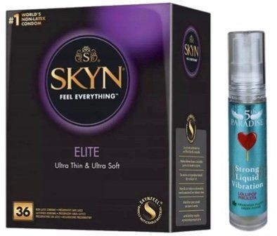 Набор из SKYN Elite 36 шт + Жидкий вибратор 5th Paradise Liquid Vibrator &mdash; Леденец (10 мл) SOS10258 фото