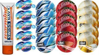 Набор из Swiss Navy Warming 10мл + OONE UltraFeel + ONE Mint + ONEChocolateStrawberry + ONEBanana SOS8598 фото