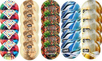 Набір з 25 шт One Extreme ribs + ONE 𝐕𝐀𝐍𝐈𝐒𝐇 + ONE Tattoo Touch + ONE Fresh Mint + ONE Banana Split SOS8247 фото