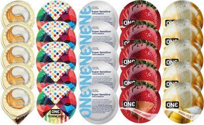Набор из OLO Ice Durable + ONERibs + ONE Sensitive + ONEChocolateStrawberry + ONEBanana SOS8698 фото