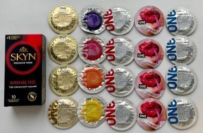 Набір 30 штук Skyn Intense Feel + ONE Color Sensations, Extreme Ribs, Vanish, Flavor Waves, Classic SOS2250 фото