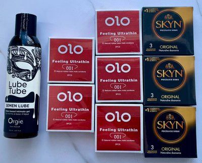 Набор 24 шт OLO возбуждающие 001 + Skyn ​​Original + Лубрикант SEMEN LUBE 150 мл Orgie SOS3800 фото