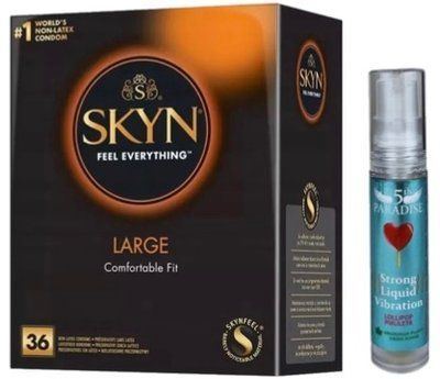 Набор из SKYN Large (36 шт) + Жидкий вибратор 5th Paradise Liquid Vibrator &mdash; Леденец (10 мл) SOS9958 фото