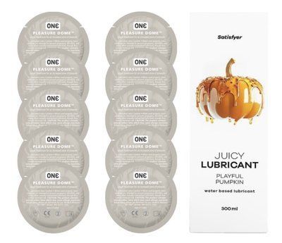 Комплект 𝐎𝐍𝐄 𝐃𝐨𝐦𝐞 10 шт. + Лубрикант Satisfyer Juicy Lubricant Playful Pumpkin (300 мл) SOS12217 фото