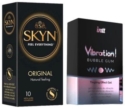 Набір з SKYN Original (10 шт) + Рідкий вібратор Intt Vibration Bubble Gum (15 мл) SOS9908 фото