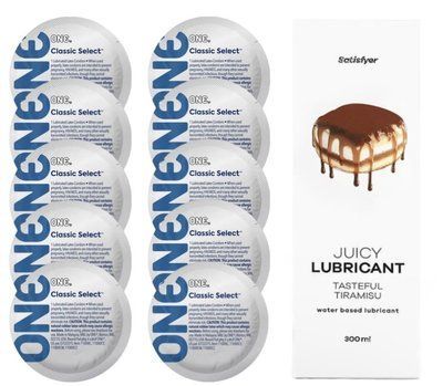 Комплект ONE Classic 10 шт. + Лубрикант Satisfyer Juicy Lubricant Tasteful Tiramisu (300 мл) SOS12317 фото