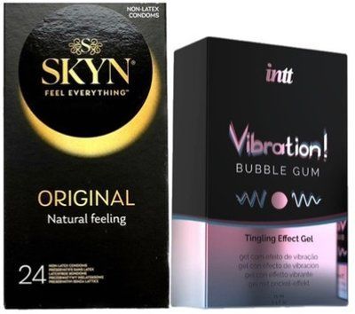 Набор из SKYN ORIGINAL 24 шт. + Жидкий вибратор Intt Vibration Bubble Gum (15 мл) SOS10008 фото