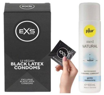 Комплект EXS Black Latex (12 шт) + Pjur MED Natural Glide 100 мл SOS13569 фото