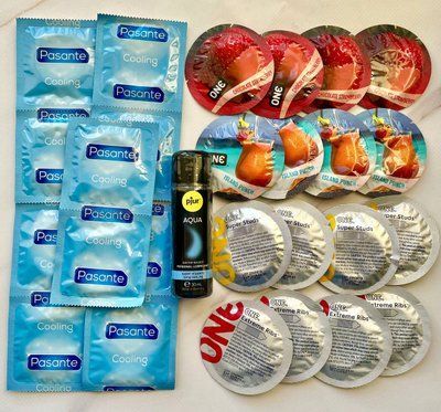 Комплект с 26 штук ONE Flavor Waves, Studs, Ribs - PASANTE Cooling + Лубрикант pjur Aqua 30 мл SOS1449 фото