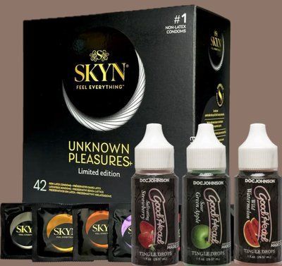 Набір SKYN Pleasures, 42 шт-6 видів + Краплі Doc Johnson GoodHead - Tingle Drops (Watermelon, Green Apple, Strawberry) SOS5164 фото