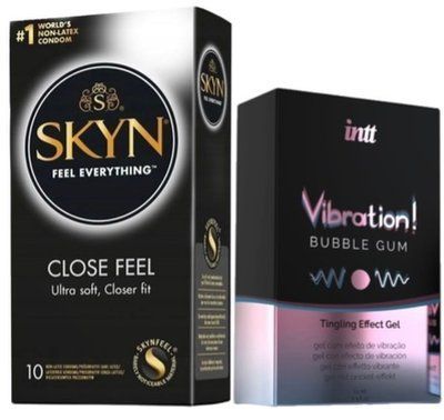Набір з SKYN Close Feel (10 шт) + Рідкий вібратор Intt Vibration Bubble Gum (15 мл) SOS9808 фото
