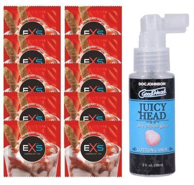 EXS STRAWBERRY SUNDAE 10 шт + Doc Johnson &ndash; Juicy Head Cotton Candy (59 мл) SOS14070 фото