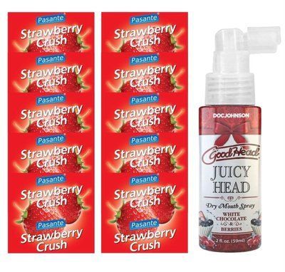 Pasante Strawberry Crush 10 шт + Doc Johnson GoodHead - White Chocolate and Berries, 59 мл SOS13970 фото