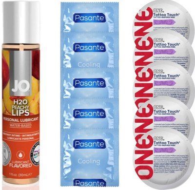 набір 10 шт Pasante + ONE + System JO H2O Peachy Lips (30 мл) SOS4645 фото