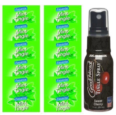 Комплект Pasante Mint Tingle 10 шт + Doc Johnson GoodHead Tingle Spray Sweet Cherry (29 мл) SOS13920 фото