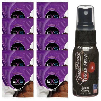 EXS Mixed Flavors Chocolate 10 шт + Doc Johnson GoodHead Tingle Spray &mdash; Sweet Cherry (29 мл) SOS14120 фото