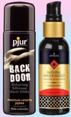 Набір лубрикантів pjur backdoor anal Relaxing jojoba silicone 30 мл+ Sensuva Natural Water-Based Strawberry (57 мл) LB707 фото
