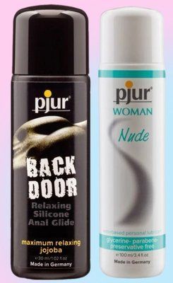 Набір лубрикантів pjur backdoor anal Relaxing jojoba silicone 30 мл + pjur Woman Nude 100 мл LB807 фото