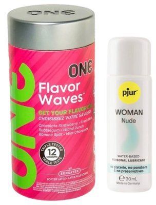 Комплект ONE Flavor Waves 12 штук + Pjur Woman Nude 30 мл SOS12970 фото