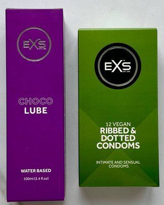 Комплект EXS Ribbed & Dotted 12 шт + Лубрикант EXS Choco Lube Water Based 100 мл SOS3251 фото