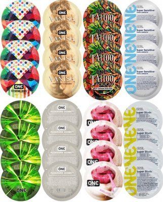 Набор с 32 шт ONE Ribs + ONE Vanish + ONE Tattoo + ONE Sensitive + ONE Glowing + ONE Dome + ONE Bubblegum + ONE Super Studs SOS8298 фото