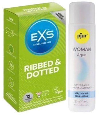 Набір EXS Ribbed & Dotted (12 шт) + pjur Woman Aqua 100 мл SOS13520 фото