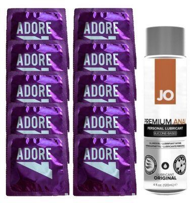 Комплект Pasante Adore Extra Sure 10 шт + JO Anal Premium Original (120 мл) SOS14171 фото