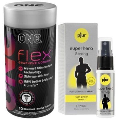 Набор из 10 шт ONE Flex графен + Пролонгатор pjur Superhero Strong Spray 20 ml SOS9299 фото