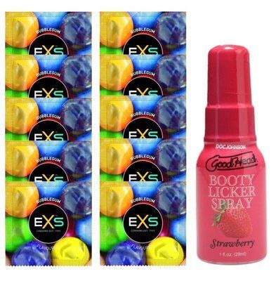 EXS BUBBLEGUM 10 шт + Doc Johnson Booty Licker Spray &ndash; Strawberry (29 мл) SOS14021 фото