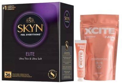 Набор из SKYN Elite 36 шт + Жидкий вибратор Friday Bae XCITE (15 мл) SOS10259 фото